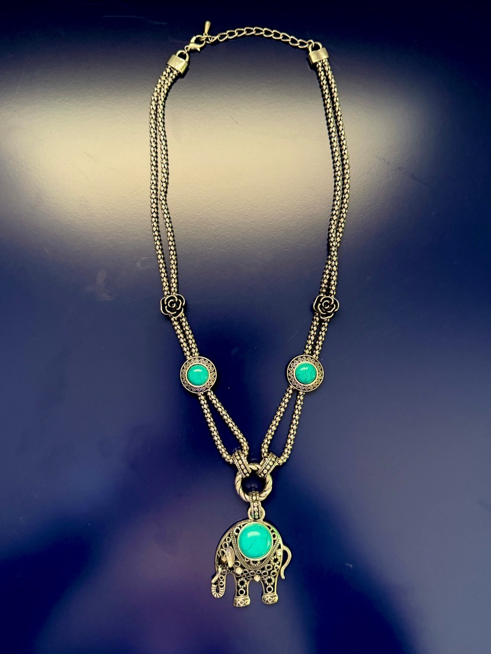 Turquoise Elephant Pendant Necklace - Women's Silver -Tone Jewelry